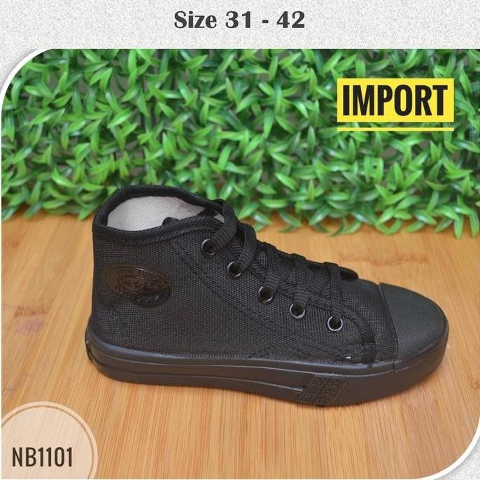 Sepatu Sekolah Sneakers Hitam Tali Boot SD SMP SMU IMPORT NB1101