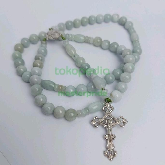 KALUNG ROSARIO WHITE JADEITE JADE ASLI GIOK BURMA GR A TD