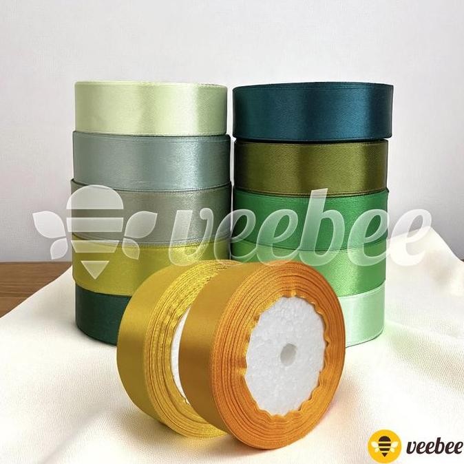 

best produk] Pita Roll Satin seri hijau Kuning 1ins 2,5cm/Pita Kain hias kado