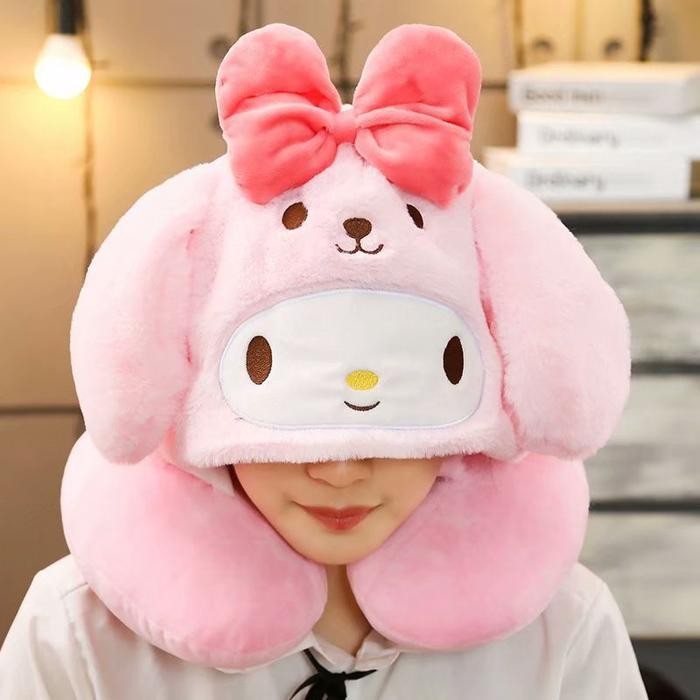 Bantal Leher Hoodie Karakter Disney Melody Lucu U-Shaped Travel Original Dan Terpercaya