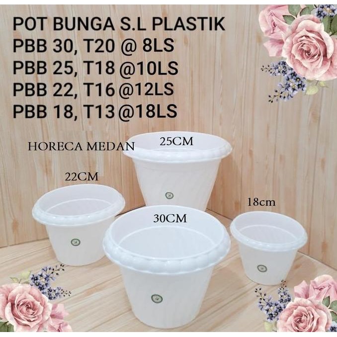 favorit] Pot bunga plastik 30cm / Pot tanaman plastik murah ukuran besar (SL)