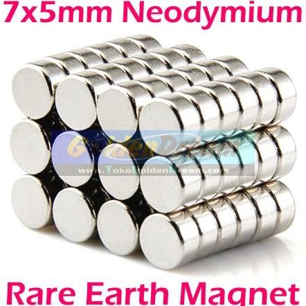 

!!!!!!] Strong Magnet Neodymium 7x5mm Silinder dia 7 tebal 5 mm N52 Disc 7x5