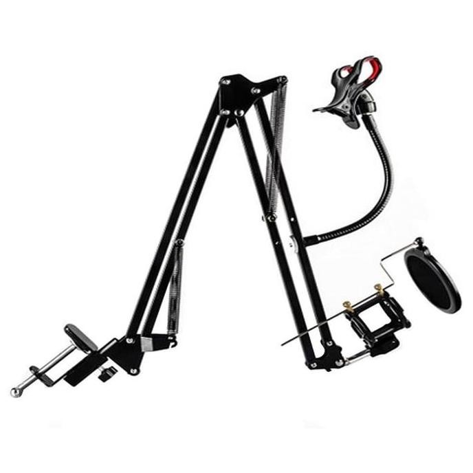 Stand Mic Boom Arm Meja + Klip HP | Holder Microphone Podcast