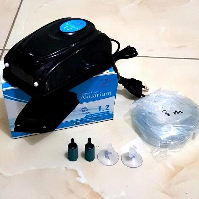 PAKET MESIN AERATOR OKSIGEN AQUARIUM 2 LUBANG LENGKAP