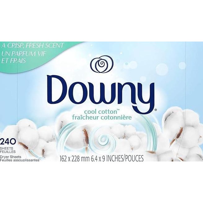 

Downy Fabric Softener Dryer Sheets, Cool Cotton, 240 Sheets
