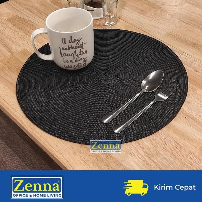 ZENNA BLACK PLACEMAT / TATAKAN PIRING MEWAH / ALAS MEJA MAKAN ELEGAN