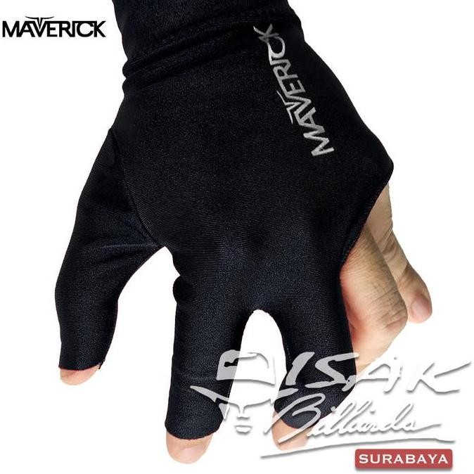 MAVERICK POOL GLOVE - OPEN FINGER BLACK SARUNG TANGAN BILIAR BILLIARD