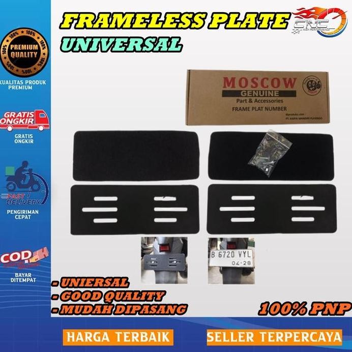 FRAMELESS PLAT MOTOR PLATE MOTOR UNIVERSAL MOSCOW PAPAN PLAT NO TEMPEL Baut