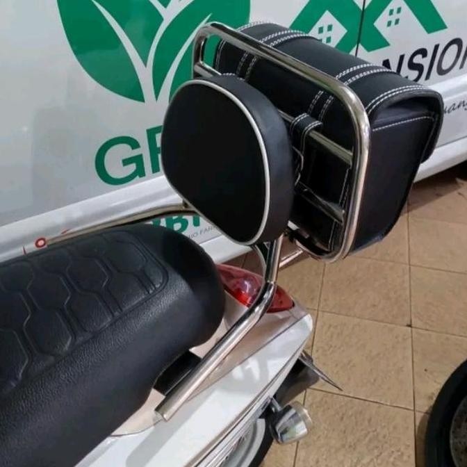 Back Rack Sandaran Belakang Plus Bantalan & Tas Motor Honda Scoopy & Genio
