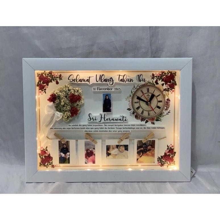 POP UP FRAME BUKET JAM BESAR FLOWER IN FRAME WEDDING PERNIKAHAN ULTAH ANNIVERSARY WISUDA