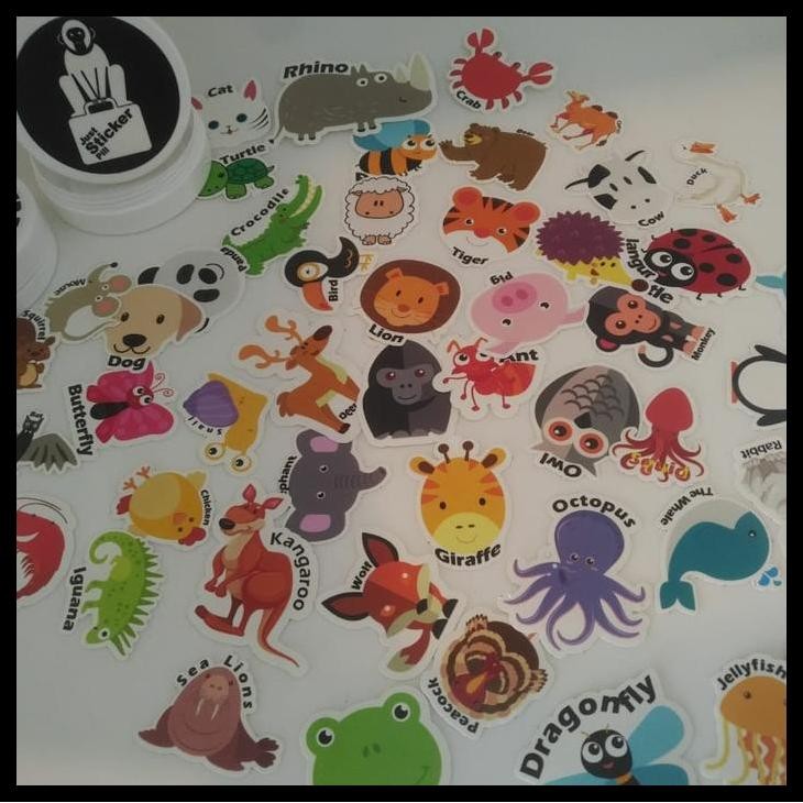 

TERBARU STICKER PILL - ANIMAL DESIGN / STICKER EDUKASI ANAK 50 PCS TRANSPARANT !!!!!!