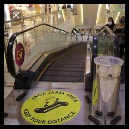 TERBARU STIKER LAMINASI ESKALATOR JARAK NAIK DISTANCE MAL KANTOR TANGGA 