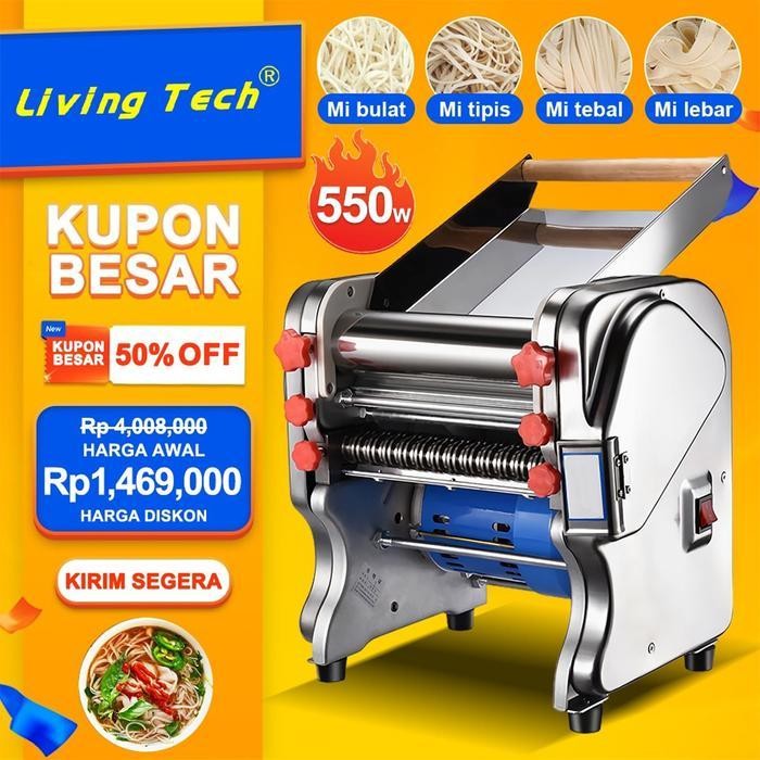 Living 550W Mesin Pembuat Mie Elektrik/Mesin Mie Listrik Gilingan Mie Listrik Otomatis Mesin Giling 