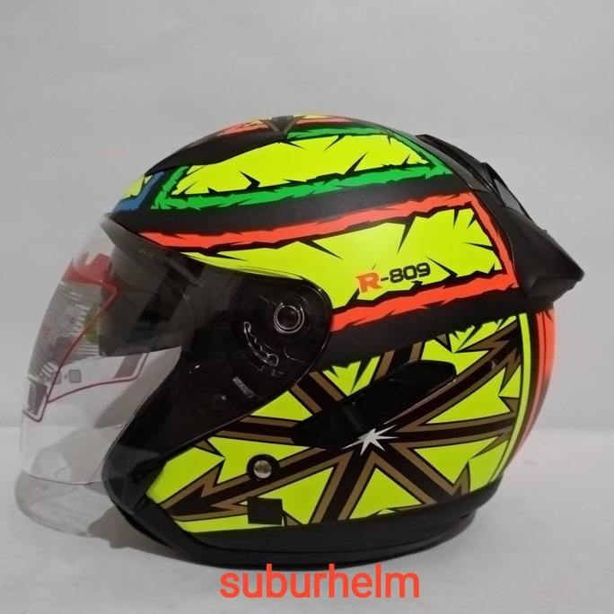 Helm Shel Rover R - 809 Gun Metal Doff Dan Glossy Double Visor Ori High Quality