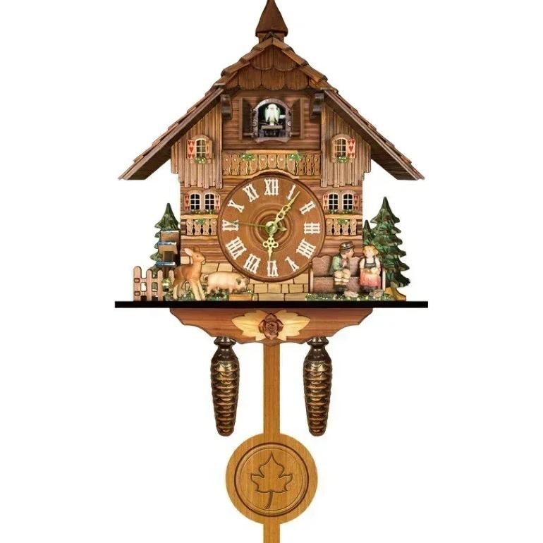Wooden Hanging Wall Clock Bird Alarm Clock Cuckoo Clocks For Home Kid'S Room Decoration Quartz Watch