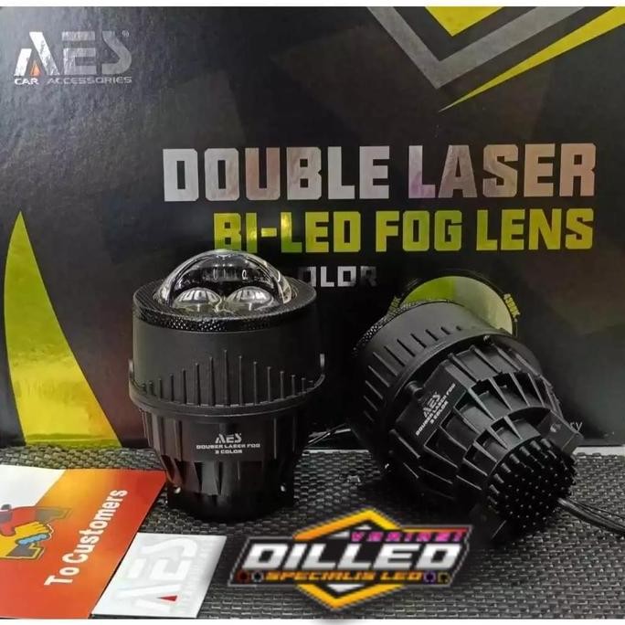 FOGLAMP AES FX 3 COLOR DOUBLE LASER 3 INCH BLUE LENS UNTUK SEMUA MOBIL