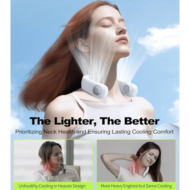 

RANVOO 2024 Newest Ultra Lightweight Neck Fan Hands Free Bladeless Portable Fan Adjustable Customize Size