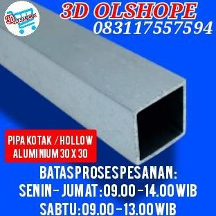Pipa kotak / Hollow Aluminium # 30 mm X 30 mm X Tebal 2 mm X 800 mm. murah