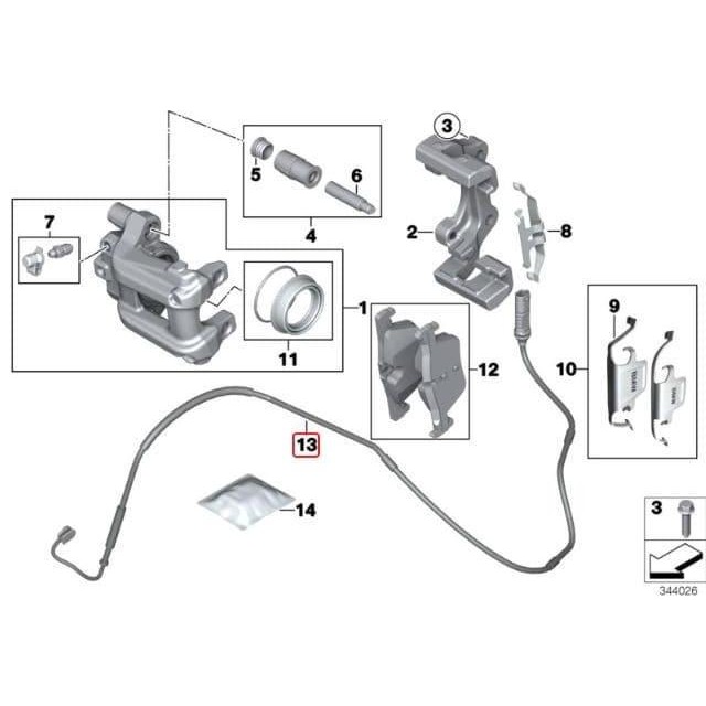 BMW 320d 320i 328i 330i F30 Sensor Brake pads Kampas Rem Belakang