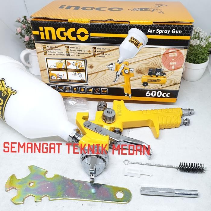 Ingco Spray Gun Hvlp Semprotan Angin Cat Ingco Tabung Atas 600Cc Hvlp Original Dan Terpercaya