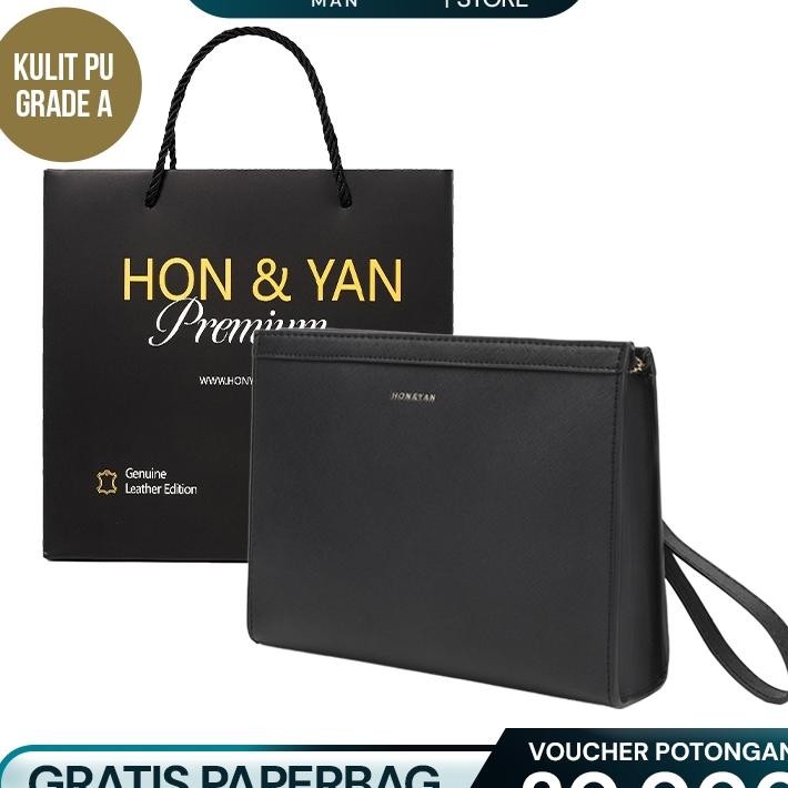 Honyan Man Gold Tas Pria Hand Bag Pria Kulit Tas Cowok Wateroof Clutch Pria Free Gift Box Easton