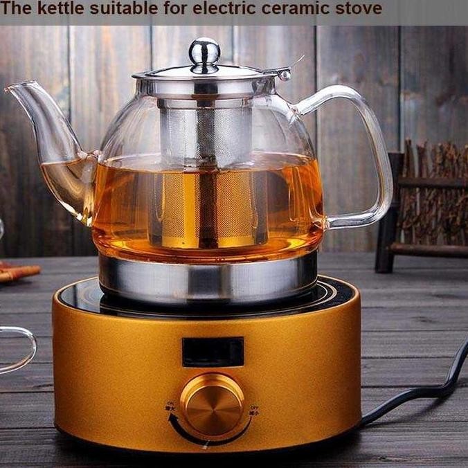 [Teko Kompor Induksi] Teko Kaca Tahan Panas Pitcher Teh Chinese Teapot Tea Pot Maker Desain Unik Aes
