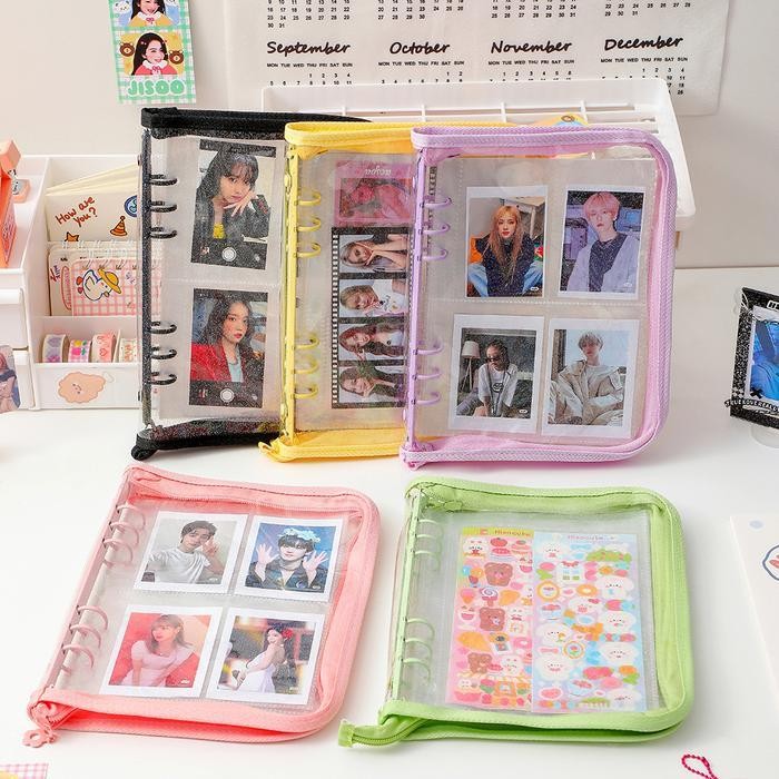 Binder Zipper A5 6 Ring Album Instax Foto Photocard Card Holder