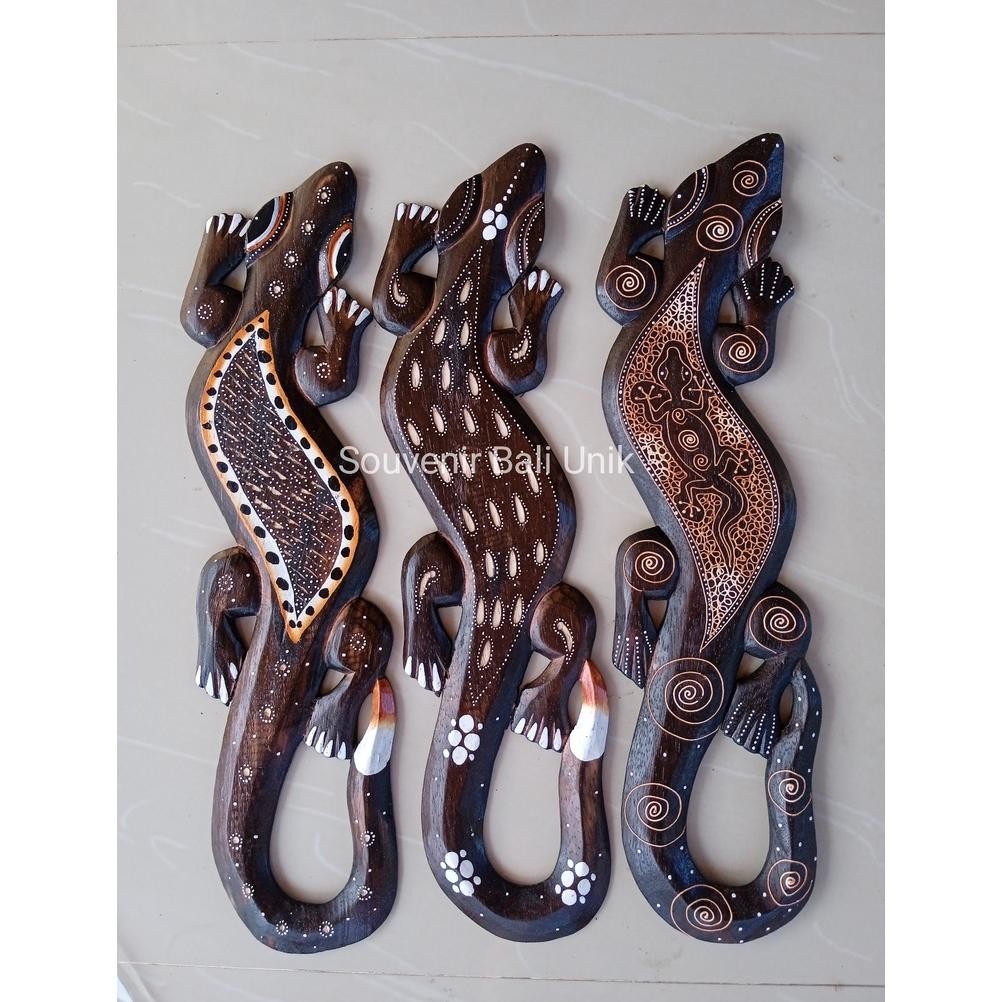 Dekorasi Tokek Cicak 50cm Kayu Hiasan Dinding Gecko Bali