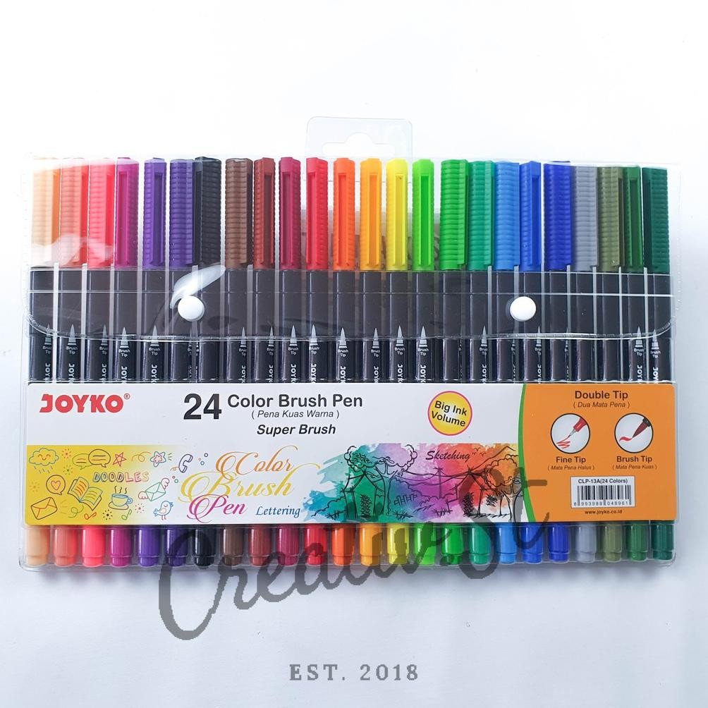 

JOYKO Brush Pen 24 Warna Brush + Fine Tip Clp-13A Set Spidol Kaigrafi DiM