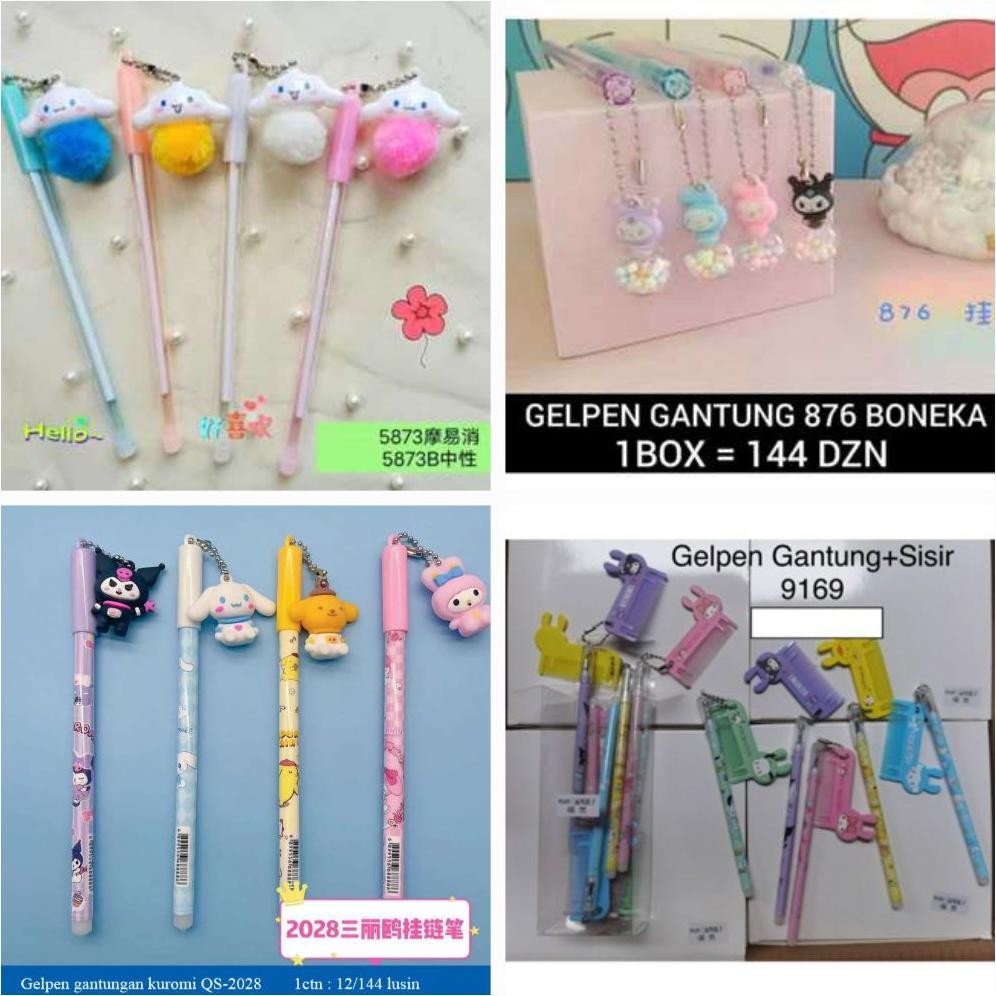 

[1 Lusin/ 12 Pcs] Bolpen Pulpen Pena SNR Kuromoi Gantungan Boneka Notes Skate Board Sisir Bola Warna sanrio DiM
