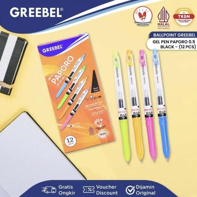 

Gel Pen Paporo GP-507 MX 0.5 / Greebel Pulpen Gel (12 pcs) DiM