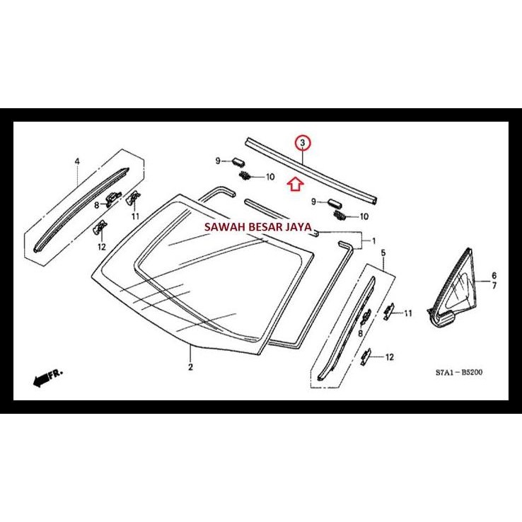 TERMURAH KARET MOLDING LIST LIS KACA BESAR DEPAN BAGIAN ATAS HONDA STREAM 2002 2003 2004 2005 2006 O