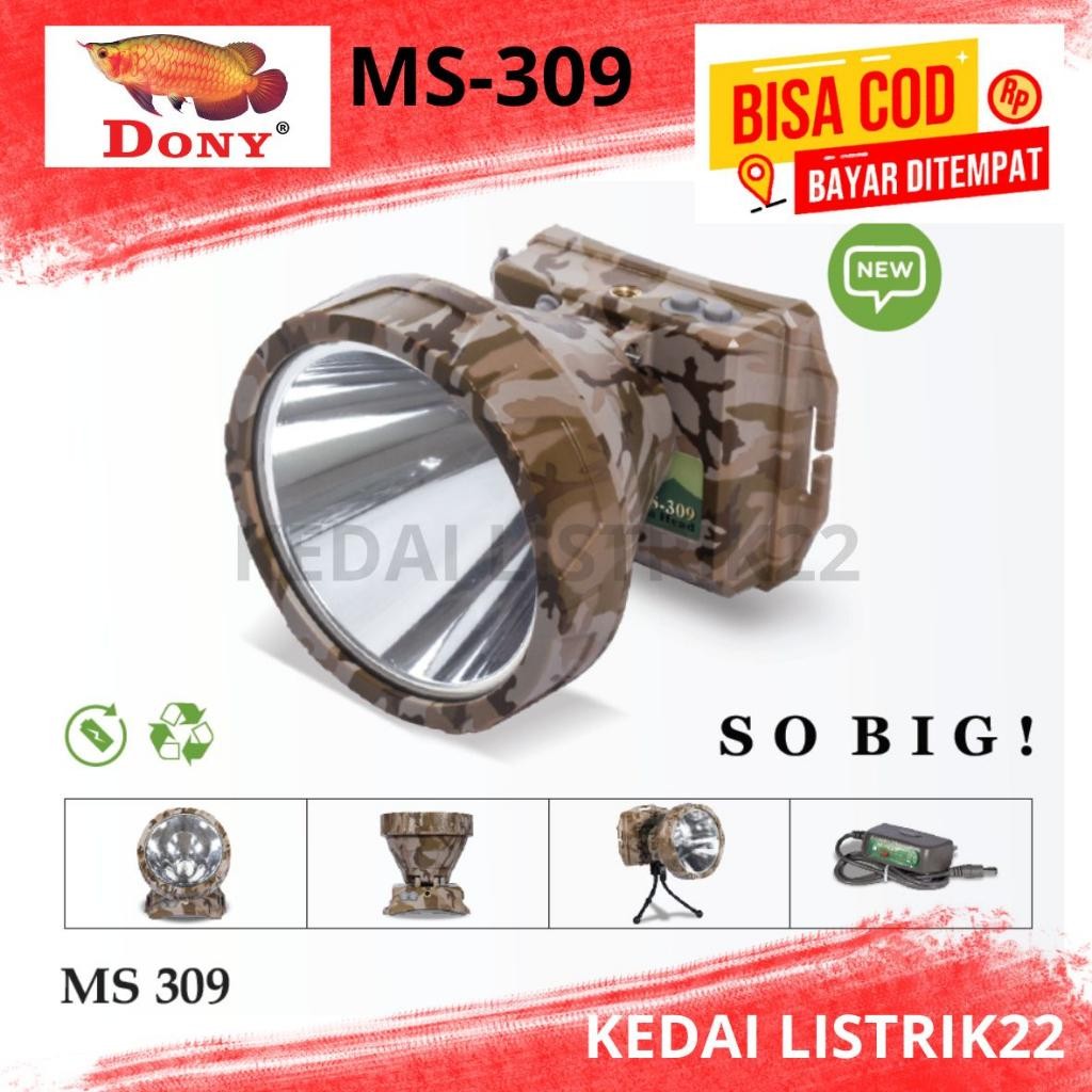 Dony Ms-309 Senter Kepala 30Watt Cas Charge Loreng Army Armi Besar Termurah Best Quality 100% Origin