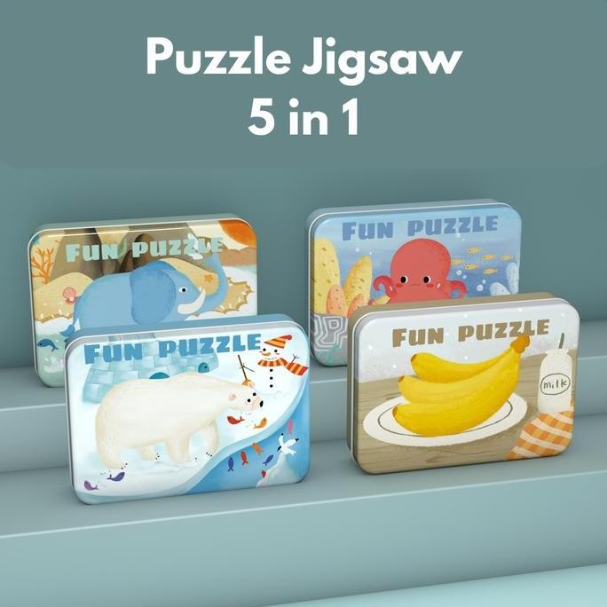 Mainan Edukasi Anak Perempuan Laki Laki 2 3 4 Tahun Jigsaw Puzzle 5In1