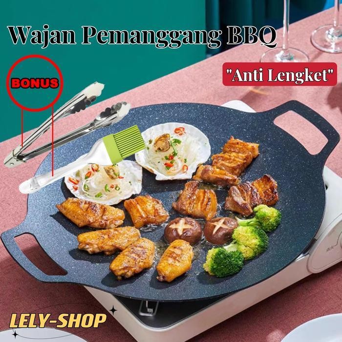 Ek Wajan Konduksi Panggangang Grill Pan Korea Datar Anti Lengket/Alat Pemanggang / Tempat Pemanggang