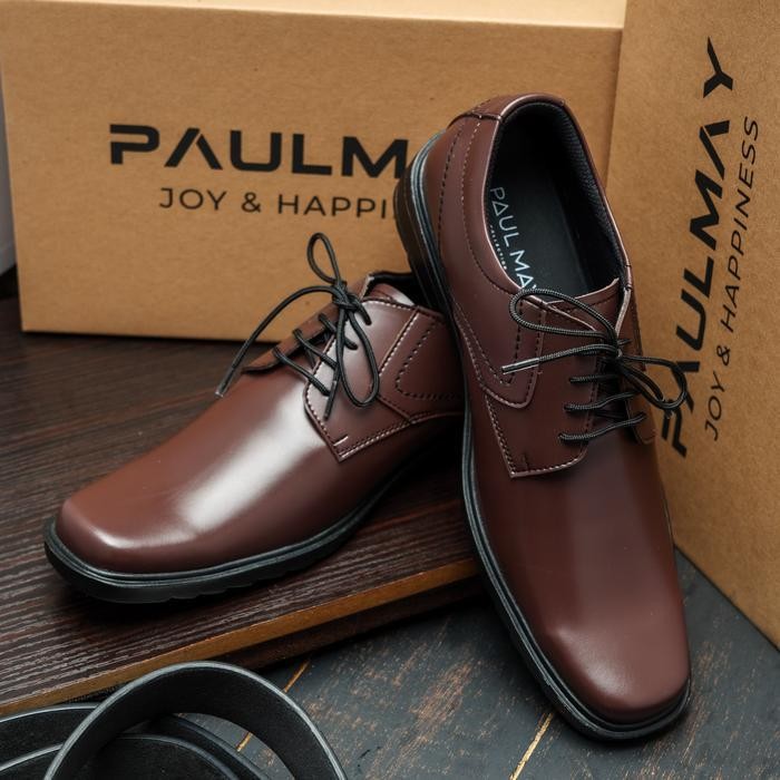 RS PAULMAY - Sepatu Formal Casual Pria Wina 65 Brown Shoes Pantofel Kerja Hitam Coklat Fantofel