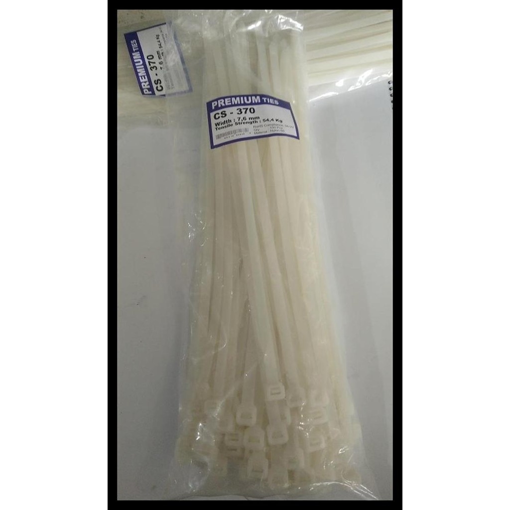 

DISKON KABEL TIS TIES TALI SEROT 37CM 7.6 X 370 MM PUTIH NYLON PREMIUM PACK !!!!!!