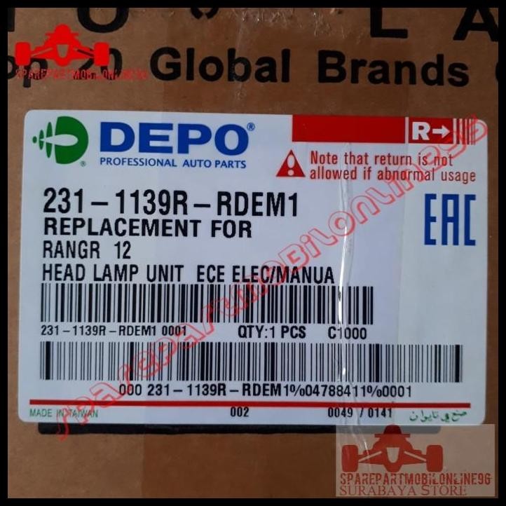 GRATIS ONGKIR HEAD LAMP LAMPU DEPAN FORD RANGER T6 2012 2013 2014 DEPO 