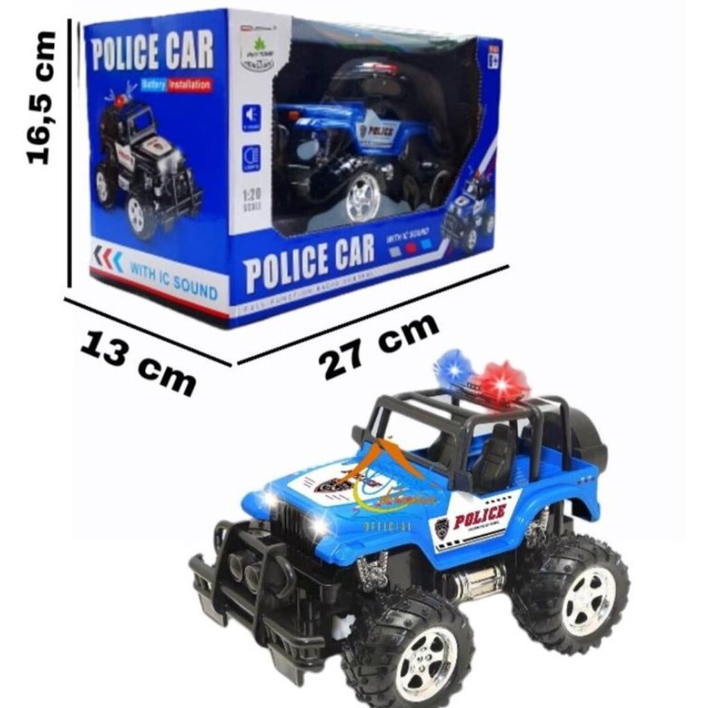 MOBIL REMOTE CONTROL JEEP POLISI LAMPU SIRINE MOBIL RC POLICE SIRINE