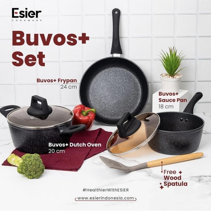 EK Esier Buvos+ Cookware Set 6 in 1- Peralatan Masak Lengkap FREE SPATULA