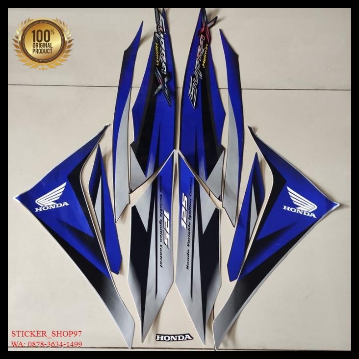 GRATIS ONGKIR (ORI) STRIPING HONDA SUPRA X 125 R HELM IN 2010 2011 BIRU BERKUALITAS 