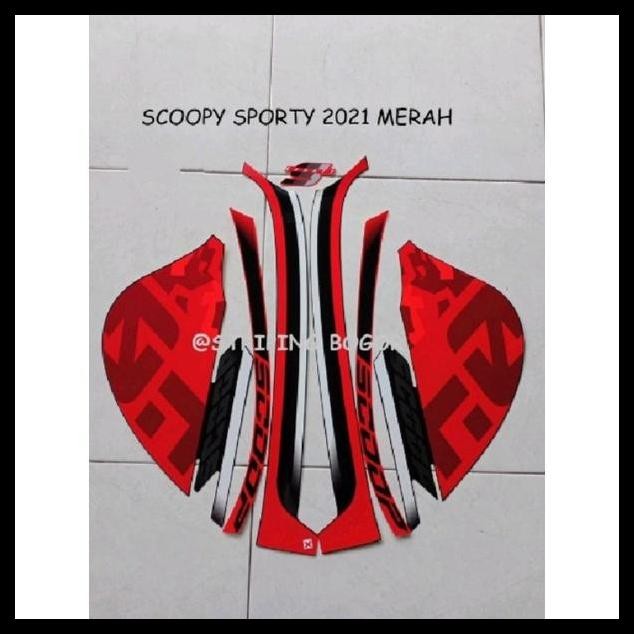 TERMURAH (ORI) STRIPING STIKER MOTOR HONDA SCOOPY SPORTY 2021 RED MERAH 