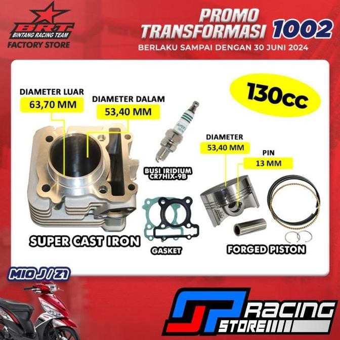 Paket Bore UP Mio J/Z1 - Blok Cast Iron - Piston 53.40 MM - BRT Promo 1002