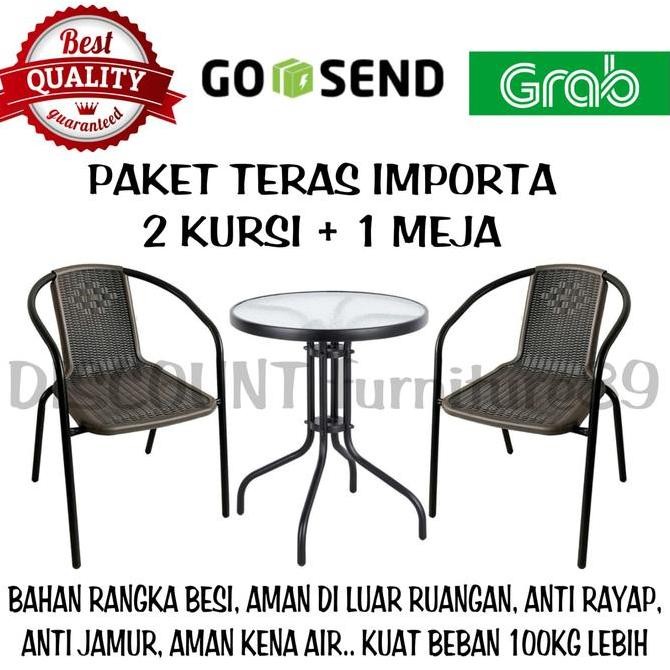 Kursi Meja Teras Besi Set 2 Kursi + 1 Meja Cielo Teraso Merk Importa