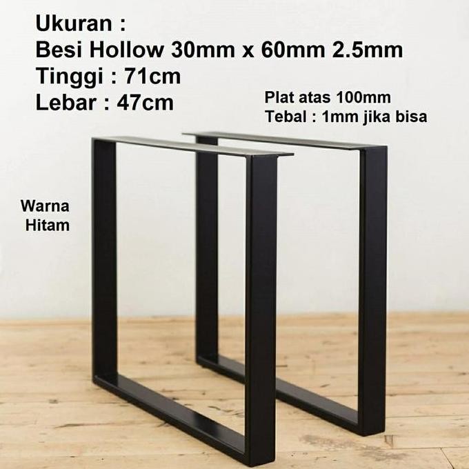 Kaki Meja Besi Hollow Kotak