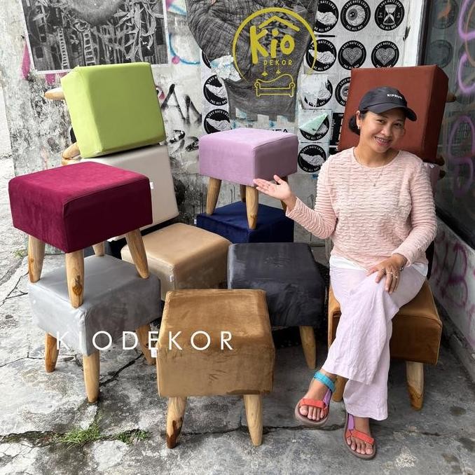Stool Kotak Tanpa Kancing 40X45Cm - Stool Murah - Stool Dewasa - Stool Anak - Kursi Bulat - Stool So