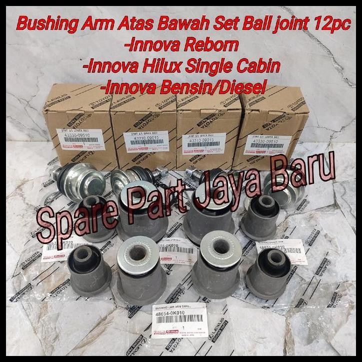 TERBARU BUSHING ARM ATAS BAWAH SET BALL JOINT TOYOTA INNOVA HILUX SINGLE CABIN 2005-2015 12PC 
