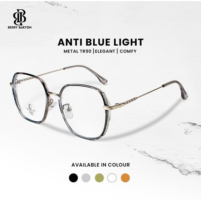 Kacamata Kotak Frame Rectangle Anti Radiasi Blueray Photocromic Pria Wanita Gaya Fashion Berrybarton