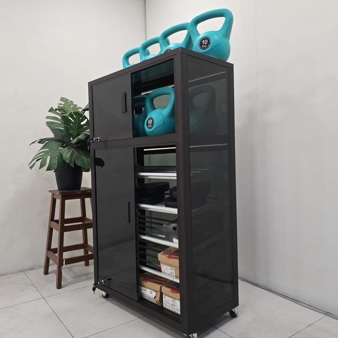 new  LSH 240 80X40X135 B LEMARI RAK SEPATU HELM ALUMINIUM TEBAL 1/5 SUSUN MUAT 2 HELM AWET KUAT KOKO