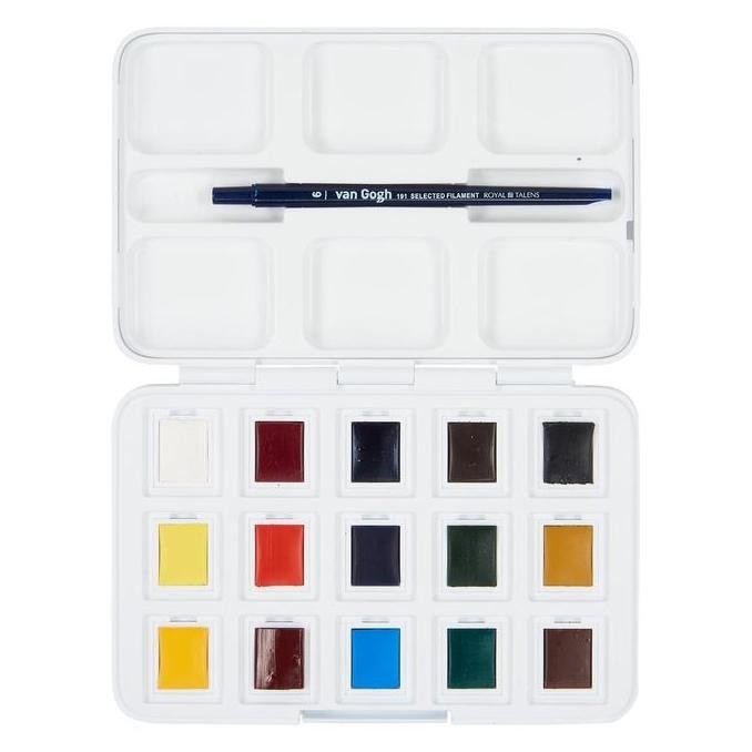 

Van Gogh Van Gogh Watercolour Pocket Box Basic Colours | 12 Half Pans + 3 Colours For Free